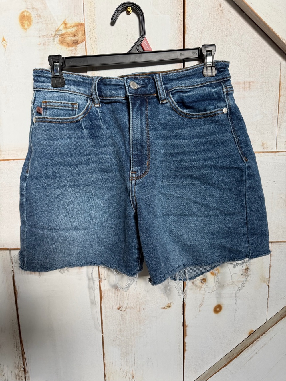 Judy Blue Medium Dark Blue High-Rise Denim Cutoff Shorts